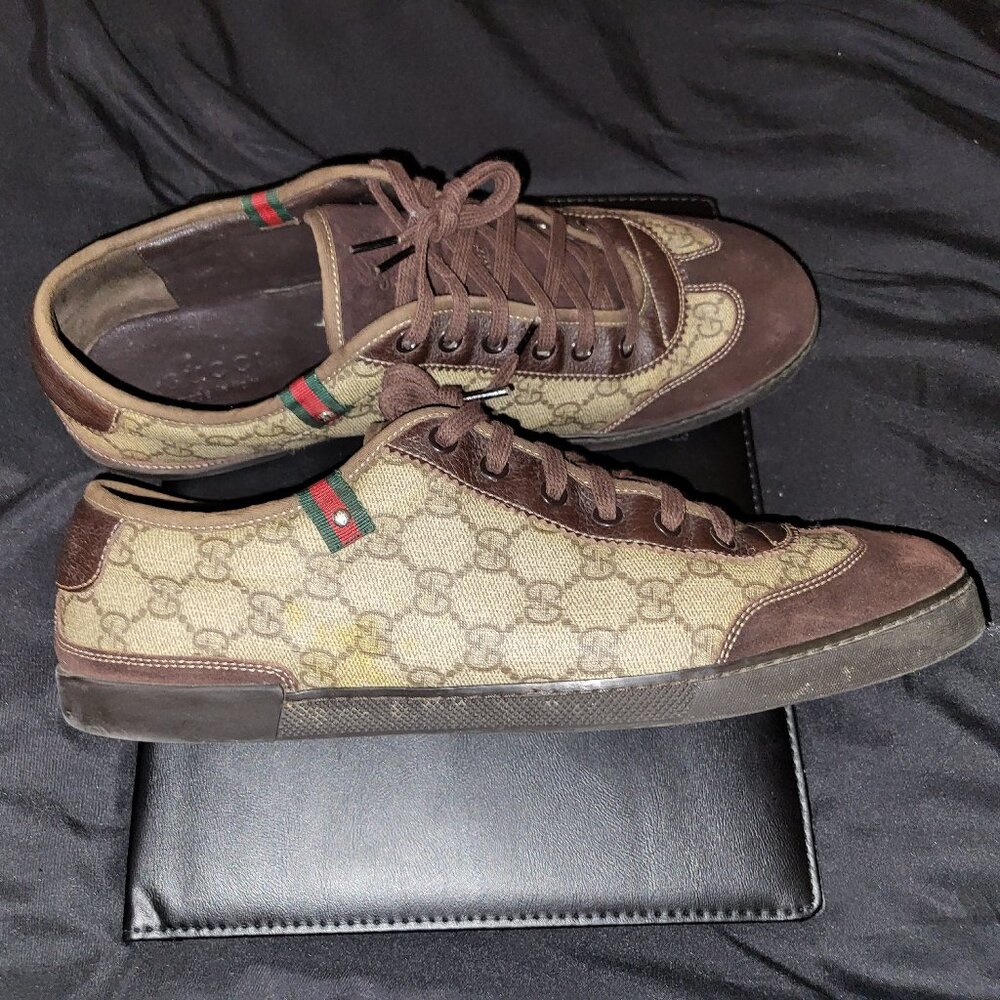 Gucci Low Top Sneakers Beige GG Monogram Brown 204282 ***SEND OFFERS!!!!***